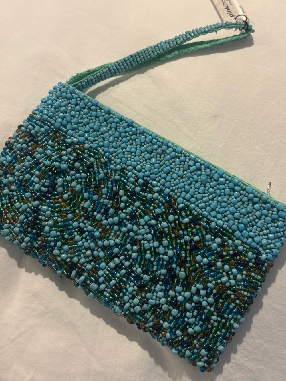 NWT Beaded Wristlet Clutch - Turquoise Blue